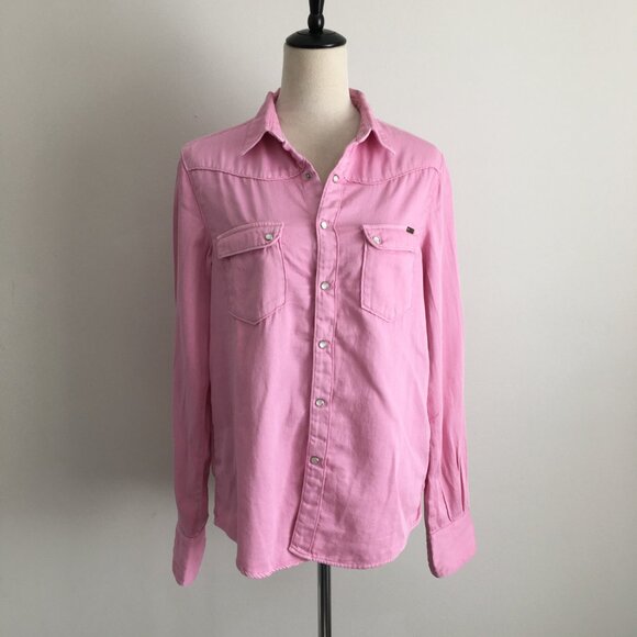 AQUAVERDE Paris Western Style Pink CLYDE Long Sleeve Snap Button Shirt - Picture 4 of 12